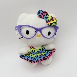Ty Beanie Baby - HELLO KITTY NERD RAINBOW LEOPARD DRESS 6" PLUSH Ty